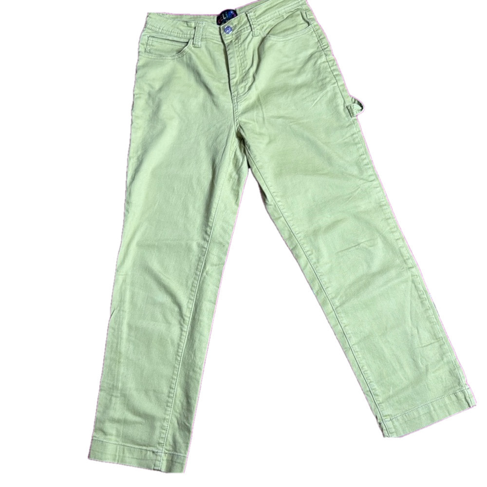 delias Dolls Kill Lime Green Cropped Cargo Chino Khaki Pants size Medium